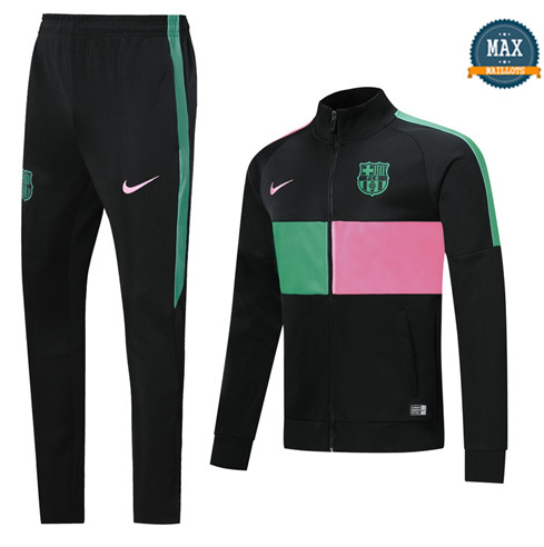 Max Veste Survetement Barcelone 2019/20 Noir Rose/Vert