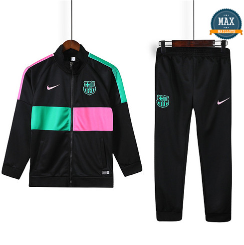 Max Veste Survetement Enfant Barcelone 2019/20 Noir Rose/Vert