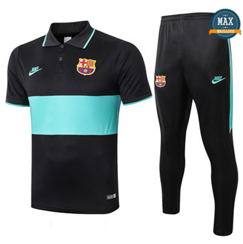 Max Maillot Barcelone polo + Pantalon 2019/20 Training Noir/Bleu