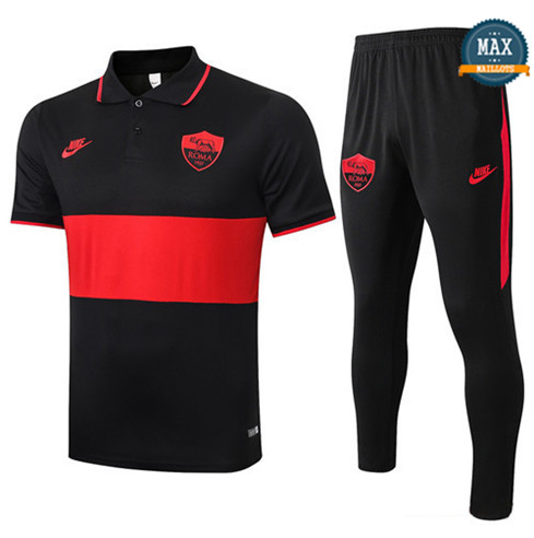 Max Maillot As Roma polo + Pantalon 2019/20 Training Noir/Rouge