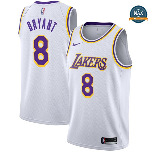 Max Kobe Bryant, Los Angeles Lakers #8 Blanc