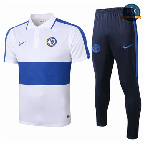 Max Maillots polo + Pantalon Chelsea 2020 Training Blanc/Bleu