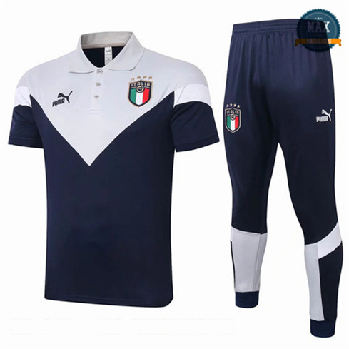 Max Maillots polo + Pantalon Italie 2020 Training Bleu Marine/Blanc