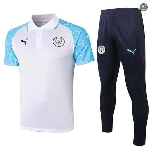 MaxManchester City POLO + Pantalon 2020/21 Training Blanc/Bleu