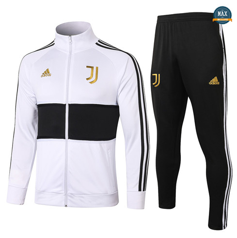 Max Veste Survetement Juventus 2020/21 Blanc/Noir （or logo） Col Haut