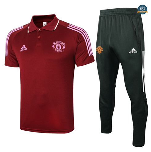 Max Maillots Manchester United Polo + Pantalon 2020/21 Training Bordeaux