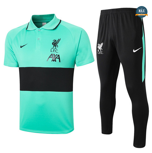 Max Maillots Liverpool POLO + Pantalon 2020/21 Training Vert/Noir