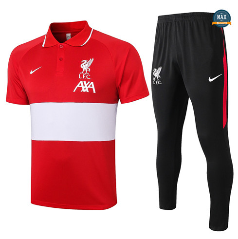 Max Maillots Liverpool POLO + Pantalon 2020/21 Training Rouge/Blanc