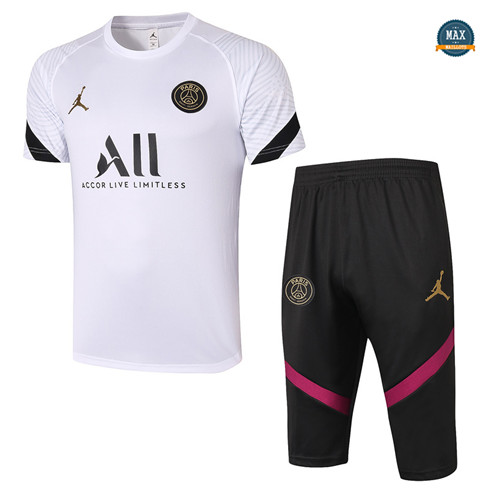 Max Maillot Jordan PSG + Pantalon 2020/21 Training 3/4 Blanc
