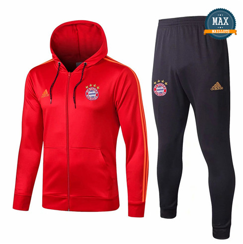 Veste Survetement à Capuche Bayern Munich 2019/20 Rouge/Bleu Marine