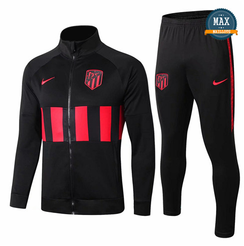 Veste Survetement Atletico Madrid 2019/20 Noir/Rouge bande