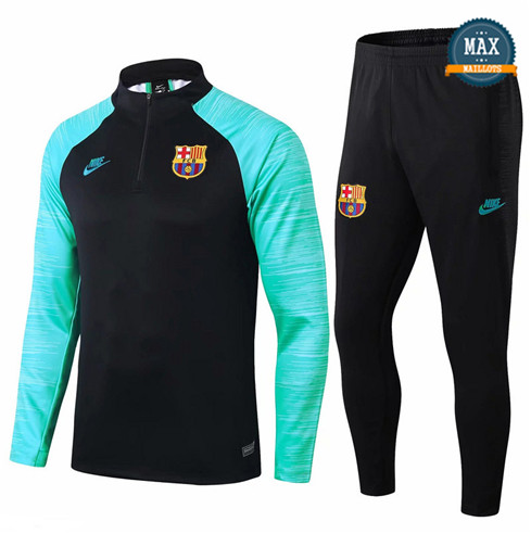 Survetement Barcelone 2019/20 Noir/Bleu Vert sweat zippé