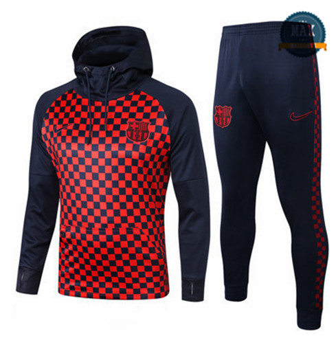 Veste Survetement à Capuche Barcelone 2019/20 Rouge Grille Sweat