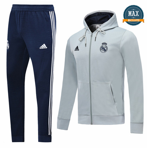 Veste Survetement à Capuche Real Madrid 2019/20 Gris clair