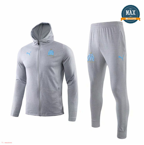 Veste Survetement à Capuche Olympique Marseille 2019/20 Gris