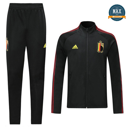 Veste Survetement Belgique 2019/20 Noir/Rouge bande