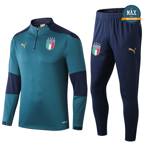 Survetement Italie 2019/20 Vert/Bleu Marine sweat zippé
