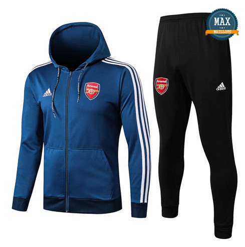 Veste Survetement à Capuche Arsenal 2019/20 Bleu/Noir