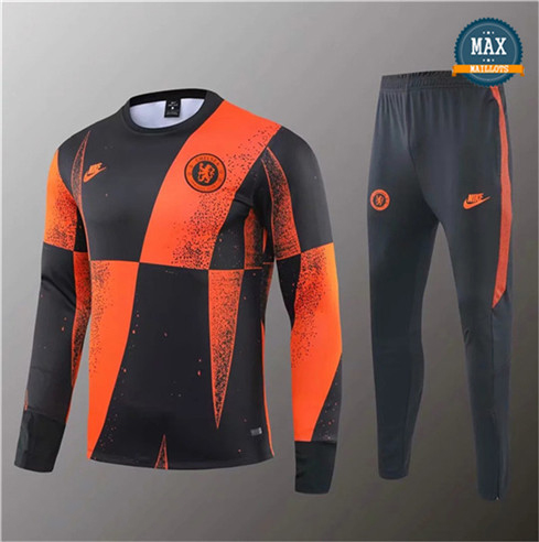 Survetement Chelsea 2019/20 Noir Orange Jaune bande