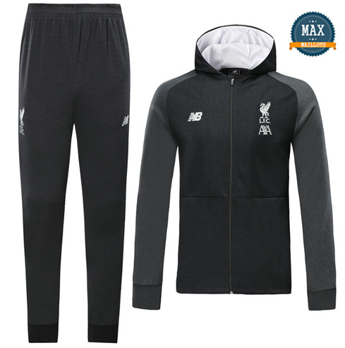 Veste Survetement à Capuche Liverpool 2019/20 Noir