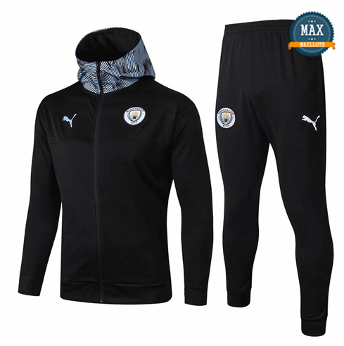 Veste Survetement à Capuche Manchester City 2019/20 Noir/Bleu