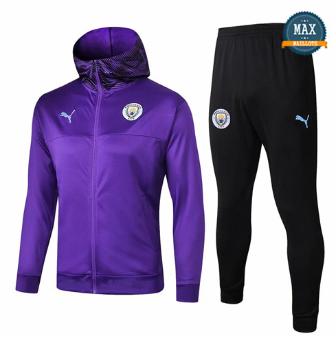 Veste Survetement à Capuche Manchester City 2019/20 Violet Noir