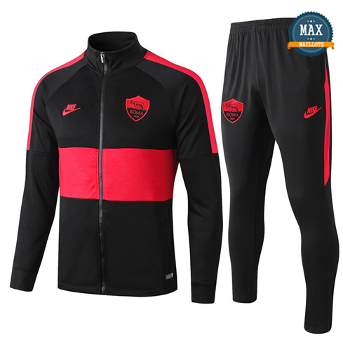 Veste Survetement AS Roma 2019/20 Noir/Rouge bande