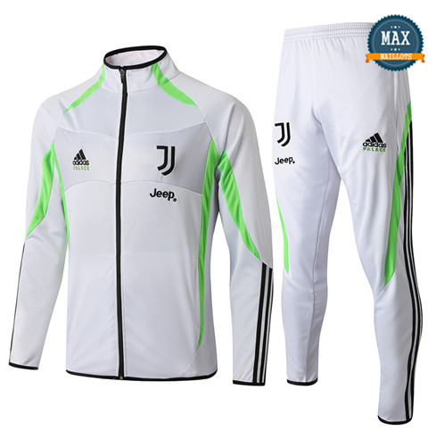 Veste Survetement Juventus 2019/20 Blanc/Vert bande