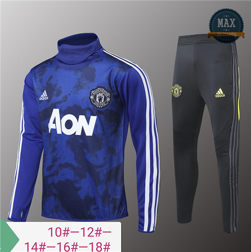 Survetement Enfant Manchester United 2019/20 Bleu/Noir Col haut