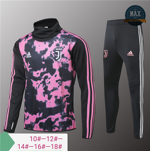 Survetement Enfant Juventus 2019/20 Rose/Noir Col haut