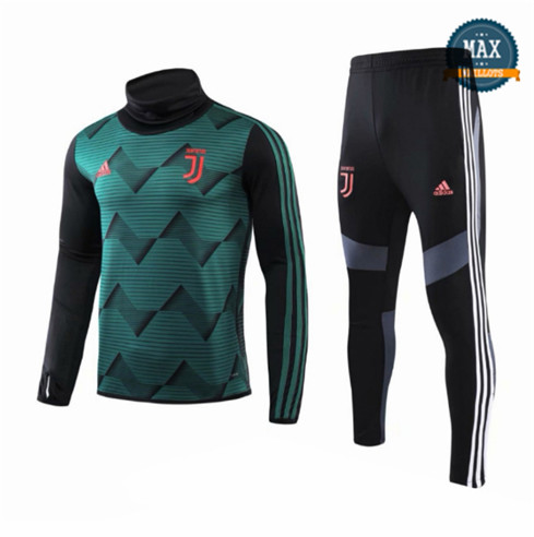 Survetement Enfant Juventus 2019/20 Vert/Noir Col haut