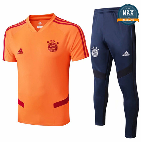 Maillot + Pantalon Bayern Munich 2019/20 Training Orange/Bleu Marine Col V