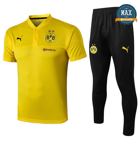 Maillot Polo + Pantalon Borussia Dortmund 2019/20 Training Jaune/Noir Col V
