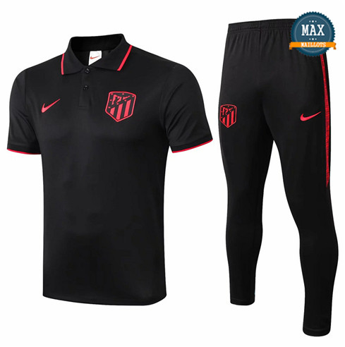 Maillot Polo + Pantalon Atletico Madrid 2019/20 Training Noir/Rouge bande