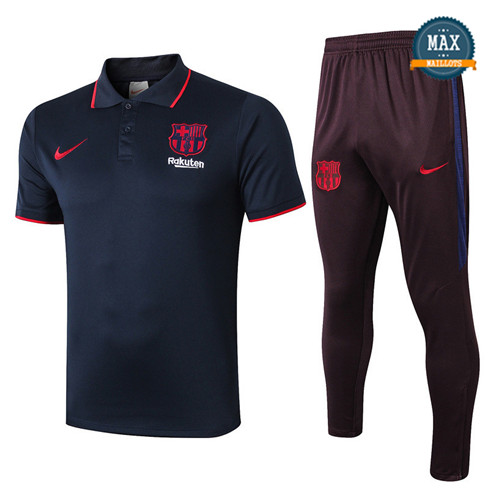 Maillot Polo + Pantalon Barcelone 2019/20 Training Bleu Marine/Noir