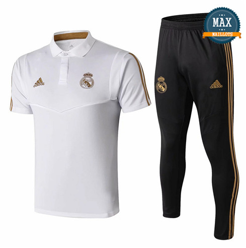 Maillot Polo + Pantalon Real Madrid 2019/20 Training Blanc/Noir