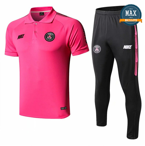 Maillot Polo + Pantalon Paris Saint Germain 2019/20 Training Rose Rouge/Noir