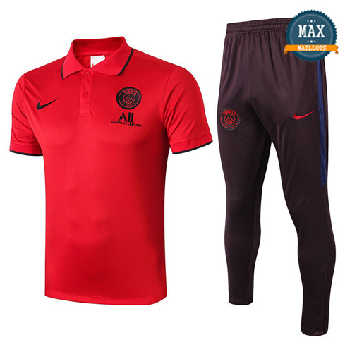 Maillot Polo + Pantalon Paris Saint Germain 2019/20 Training Rouge/Noir