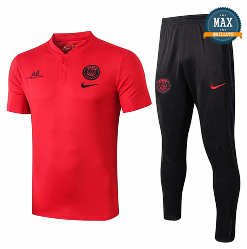 Maillot + Pantalon Paris Saint Germain 2019/20 Training Rouge/Noir Col V
