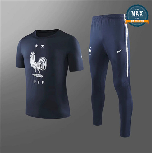 Maillot + Pantalon France 2019/20 Training Noir Col Rond