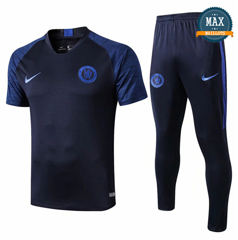 Maillot + Pantalon Chelsea 2019/20 Training Bleu Marine Col V