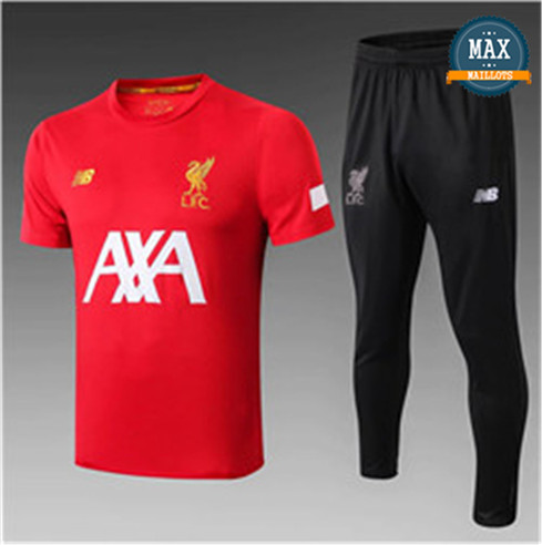 Maillot + Pantalon Liverpool 2019/20 Training Rouge/Noir Col Rond