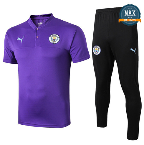 Maillot + Pantalon Manchester City 2019/20 Training Violet/Noir Col V