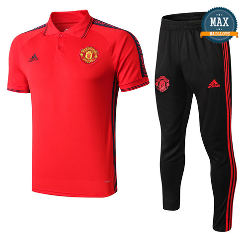 Maillot Polo + Pantalon Manchester United 2019/20 Training Rouge/Noir