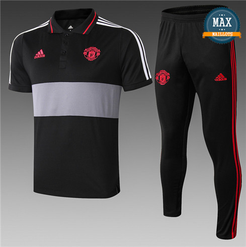 Maillot Polo + Pantalon Manchester United 2019/20 Training Noir