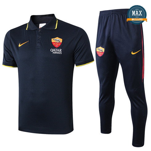 Maillot Polo + Pantalon AS Roma 2019/20 Training Bleu Marine