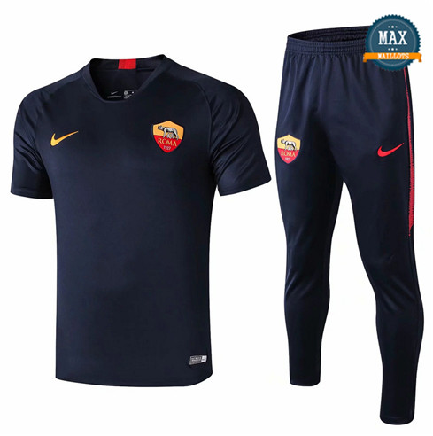 Maillot + Pantalon AS Roma 2019/20 Training Bleu Marine Col V