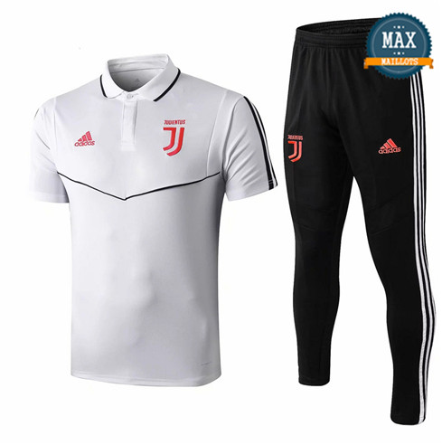 Maillot Polo + Pantalon Juventus 2019/20 Training Blanc/Noir