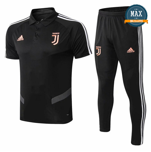 Maillot Polo + Pantalon Juventus 2019/20 Training Noir/Blanc bande