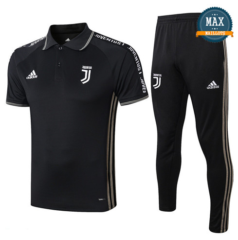Maillot Polo + Pantalon Juventus 2019/20 Training Noir/Blanc bande